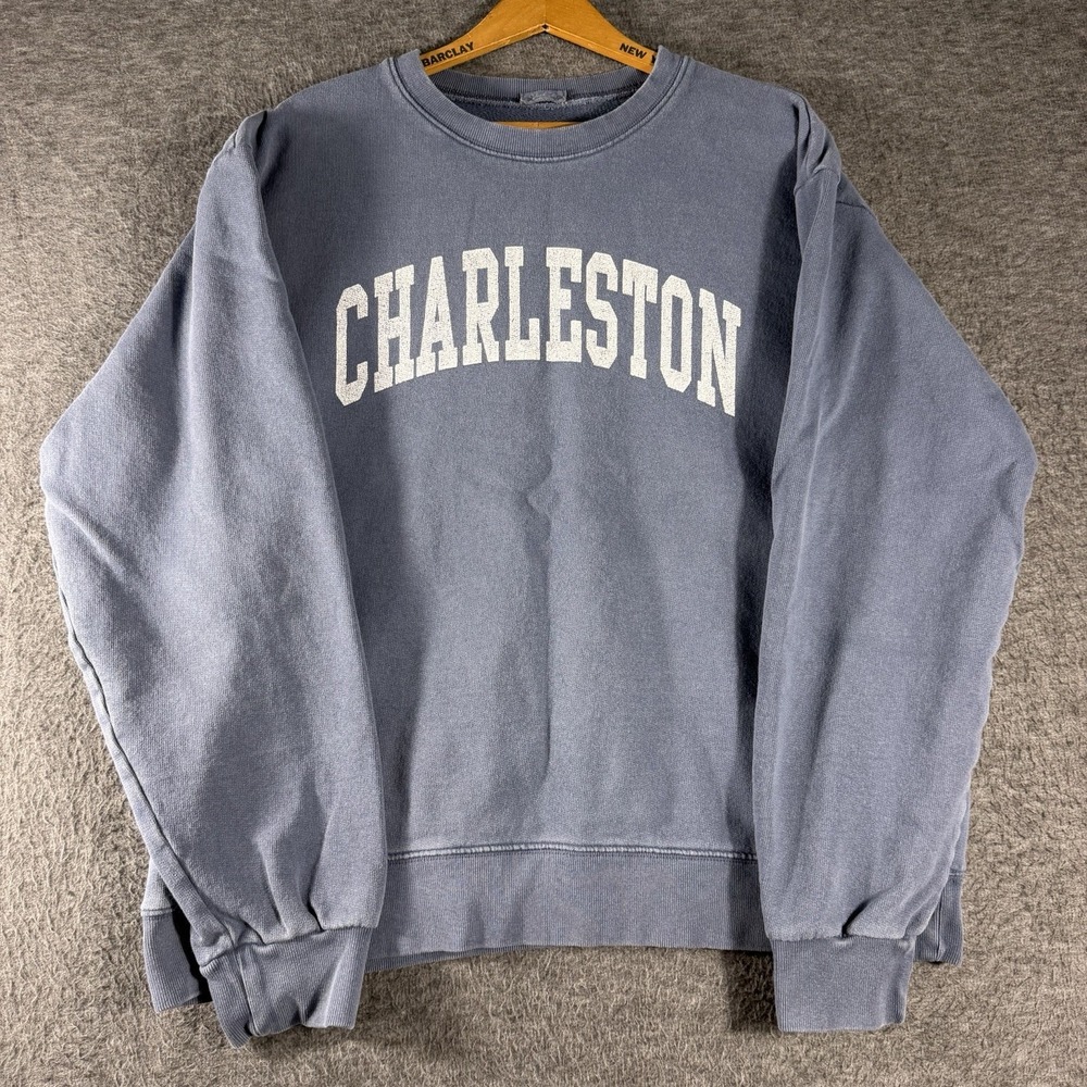 John Galt Charleston Graphic Sweatshirt Sun washed Blue Oversized Crewneck